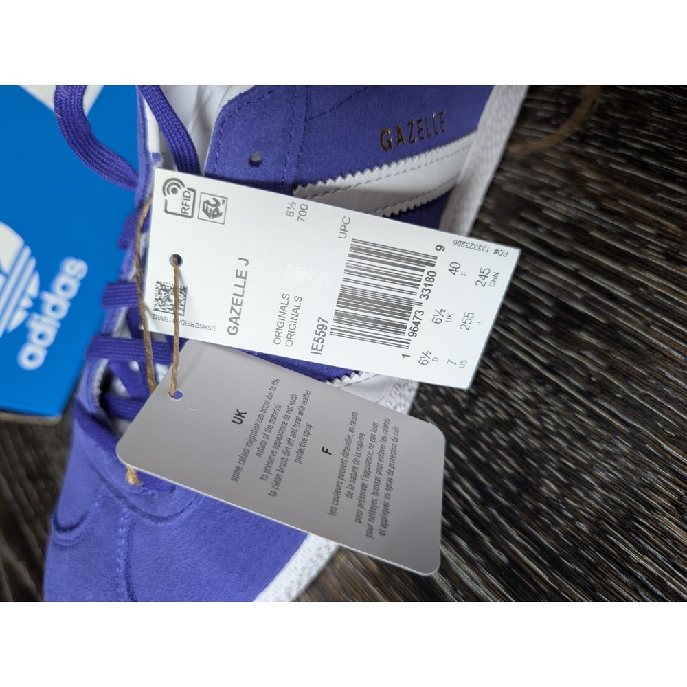 Boys 7 FR 40 Women's 8 Adidas Gazelle Energy Ink Purple Low Top Shoes IE5597 NEW - Picture 3 of 9